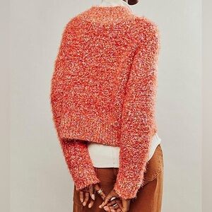 Free People Stardust Pullover Marled Mock Neck Sweater Flame Combo Large